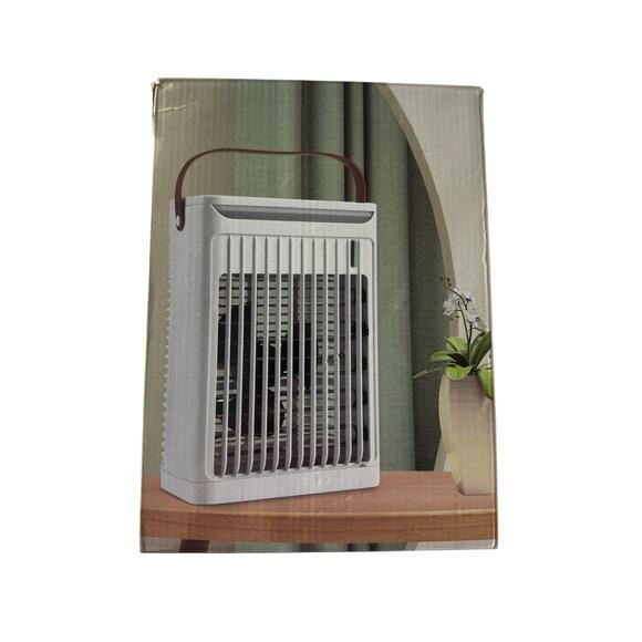 In Box Portable Air Cooler Fan w/ Humidifier LED Light Timer Mini AC Leather - Picture 1 of 7